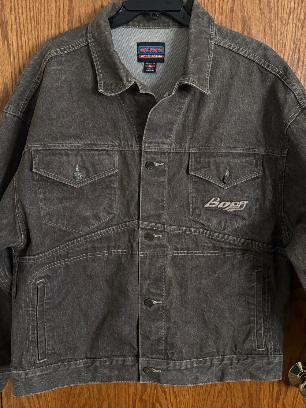 Vintage 1990's Boss By IG Design Brown Denim Jacket 100% Cotton Men's Size XL